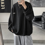 Men Hoodie Waffle Sweater Men's Spring and Autumn Couple Trendy Brand Loose round Neck