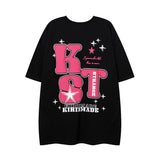 Men T Shirt Letter Print Short-Sleeve T-shirt Loose Men and Women Casual