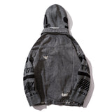 Men Denim Jacket Men's Spring and Autumn Loose Stitching Sweater Hooded Jacket