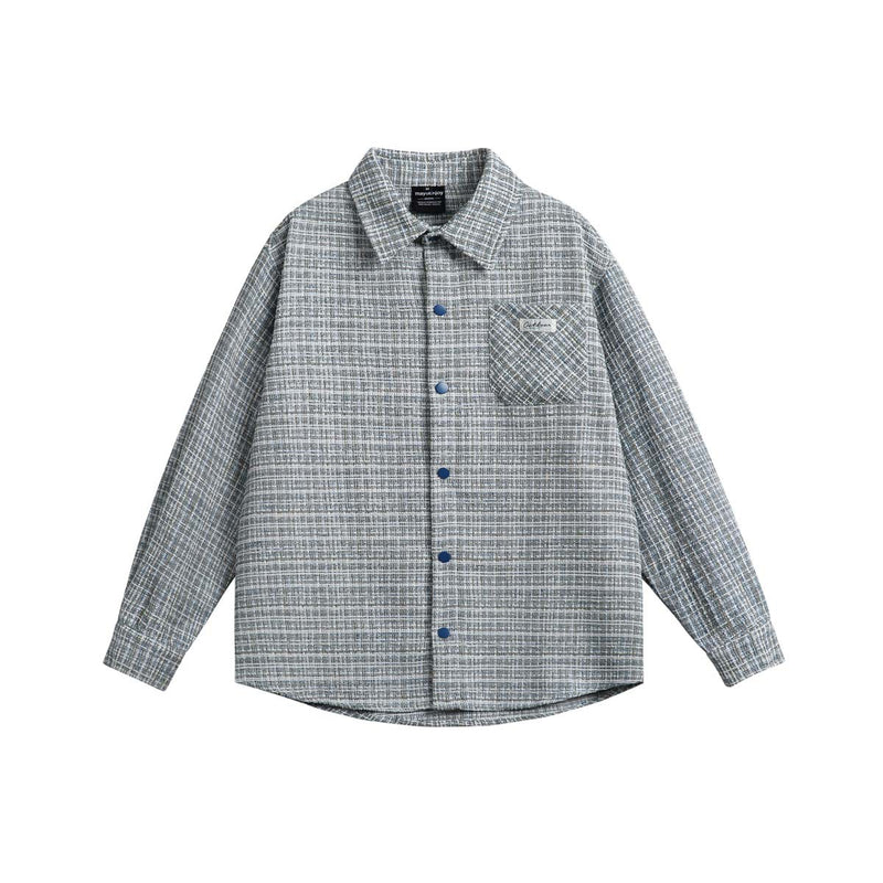 Unisex Jacket Autumn Leisure Plaid Letters Shirt