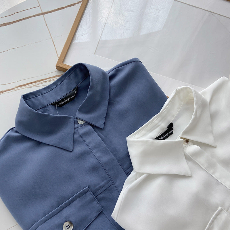 Women T-Shirt Shirt Women's White Shirt Design Double Pocket Shirt