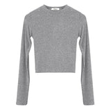 Women Long Sleeve Shirt O-neck Short Autumn and Winter Long Sleeve Bottoming Shirt