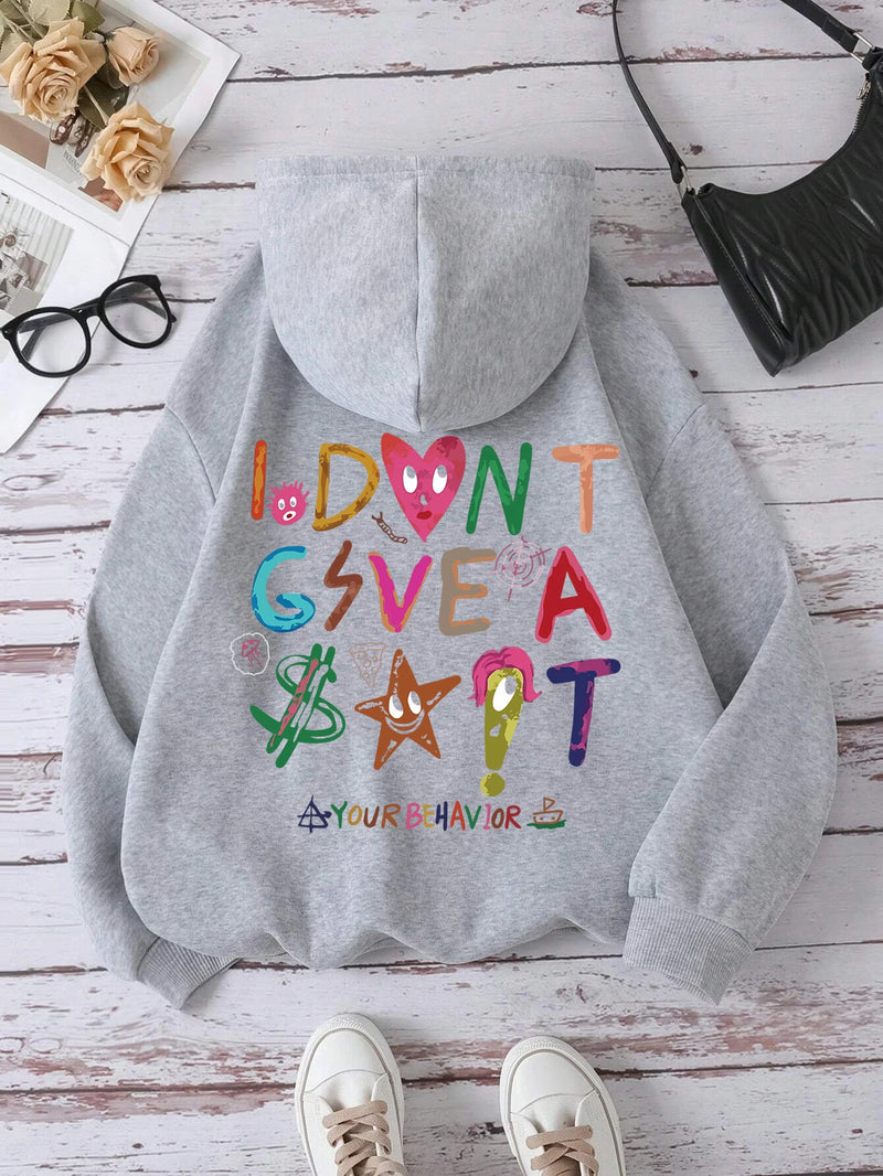 Fashion Female Korean version cute and minimalist print Hood