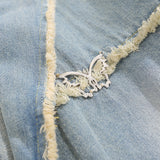 Men Denim Jacket Washed Denim Jacket Men Autumn Stitching Loose Jacket Coat