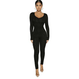 Women Jumpsuit Women's Autumn and Winter Long Sleeve V-neck Tight Trousers