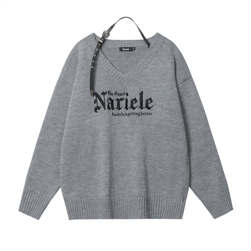 Women Sweater Embroidered Knitwear Women's Loose Casual Long Sleeves Sweater