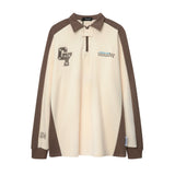 Men Hoodie Sweater Loose Men's Letter Embroidered Long Sleeve Polo Shirt