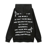 Men Fleece Lined Hoodie Winter Hooded Jacket Men's High Street Letter Printing Distressed Sweater