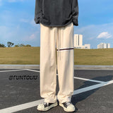 Men Sweatpants All-Match Loose Wide Leg Leisure Straight Sports Pants