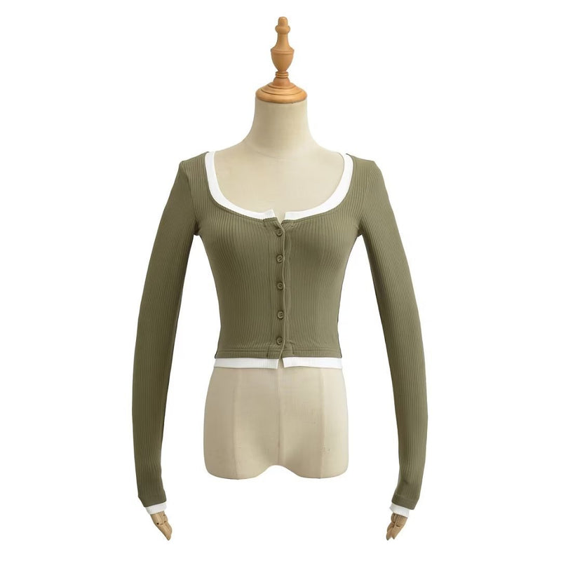 Women T-Shirt Bottoming Shirt Autumn and Winter Women's Short T-shirt Thread Top