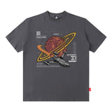 Men T Shirt Vintage Space Print Short Sleeve T-shirt for Men and Women Hip Hop Loose
