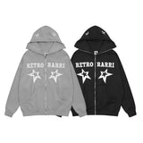 Men Hoodie Letter Hooded Cardigan Sweaters Menswear Hooded Jacket