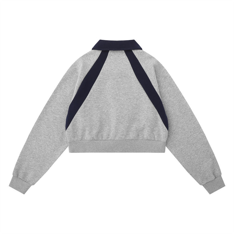 Women Hoodie Color Matching Short Long-Sleeved Sweater Girls' Autumn Top