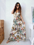 Jungle Print Maxi Dress Summer Print Backless Dress