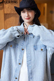 Unisex Jacket Autumn Washed Jacquard Denim Coat Women's Clothing
