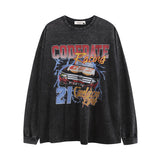 Men Long Sleeve Shirt Avintage Printed Casual Long Sleeve T-shirt Men and Women Couple Loose Top