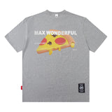 Men T Shirt Pizza Printed Short-Sleeved T-shirt Men and Women Loose