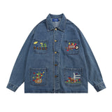 Men Denim Jacket Men's Lapel Shirt Jacket Spring and Autumn