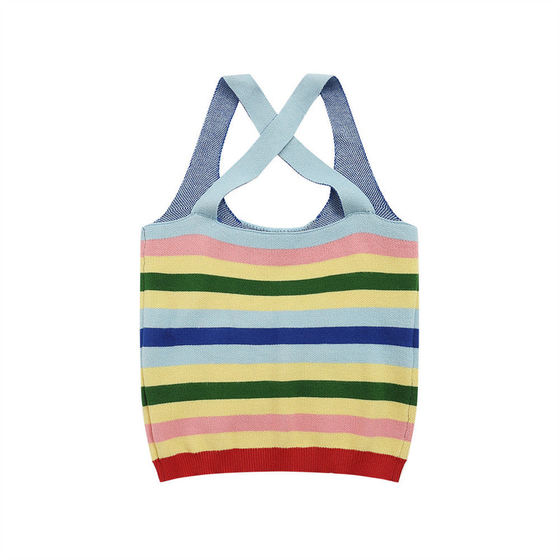 Women Vest Color Striped Vest Girls' Summer Short Letters Top
