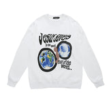 Men Long Sleeve Shirt Loose round Neck Sweater Male Letter Top Autumn