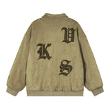 Men Cotton-Padded Jacket Coat Embroidered Lapel Thickening Cotton-Padded Jacket Men's Winter Cotton Padded Zipper Cotton-Padded Jacket