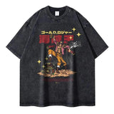 Portgas D Ace T-shirts Vintage Washed Anime T Shirt Luffy