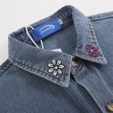 Men Long Sleeved T Shirt Animal Embroidery Denim Shirt Jacket Spring and Autumn Men's Ins Casual Long Sleeve