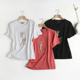 Women T-shirt Casual round Neck Short Sleeves T-shirt Blouse