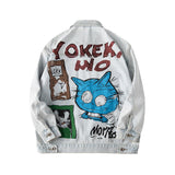 Graffiti Bomber Jacket Light Color Denim Jacket
