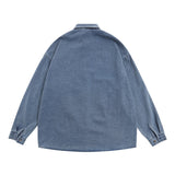 Men Long Sleeved T Shirt Embroidered Denim Shirt All-Matching Loose Casual Spring and Autumn Long Sleeve Shirt Coat