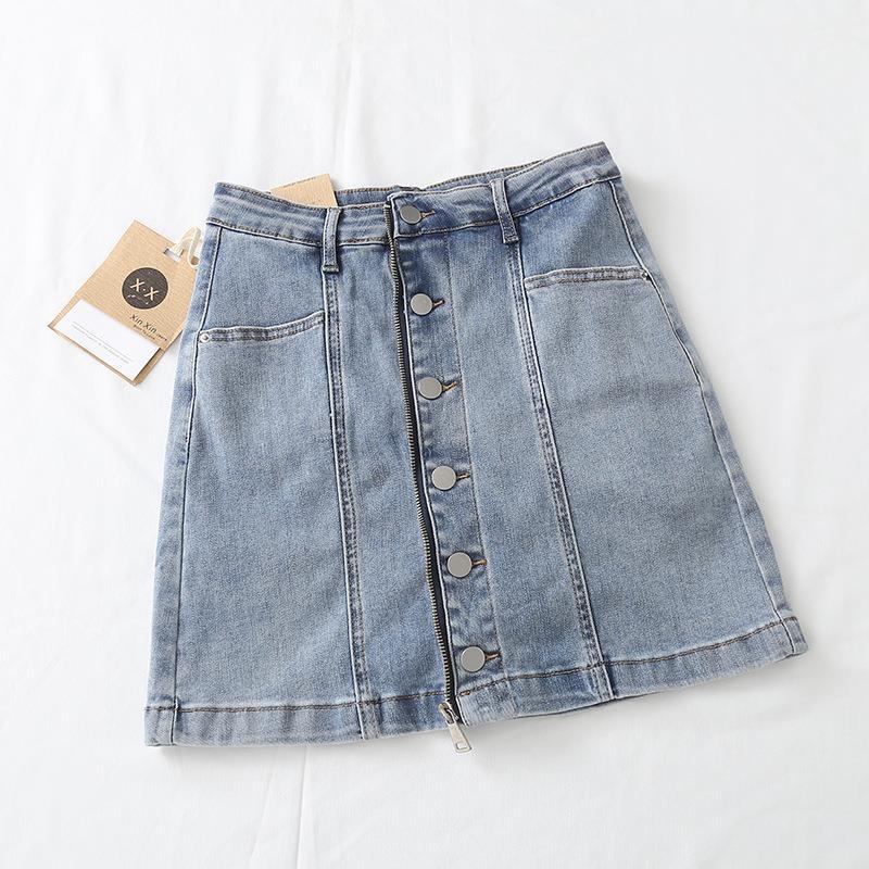Women Skirt Short Denim Skirt Spring and Summer Retro Denim Skirt