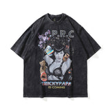 Men's T Shirt Retro Loose Hip Hop Short-Sleeved T-shirt Men's Distressed Print