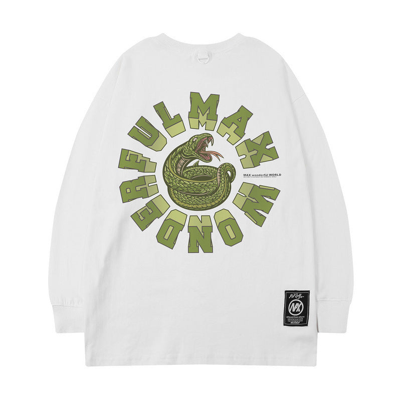 Men Long Sleeve Shirt Letter Printed Long Sleeve T-shirt Men Loose round Neck Autumn Sweater Men