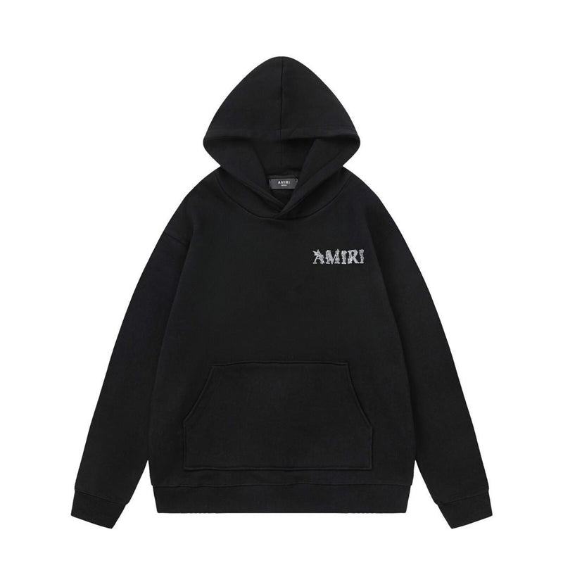 Amiri Hoodie AMI Lace Embroidery Letter Pattern Hooded Sweater for Men and Women