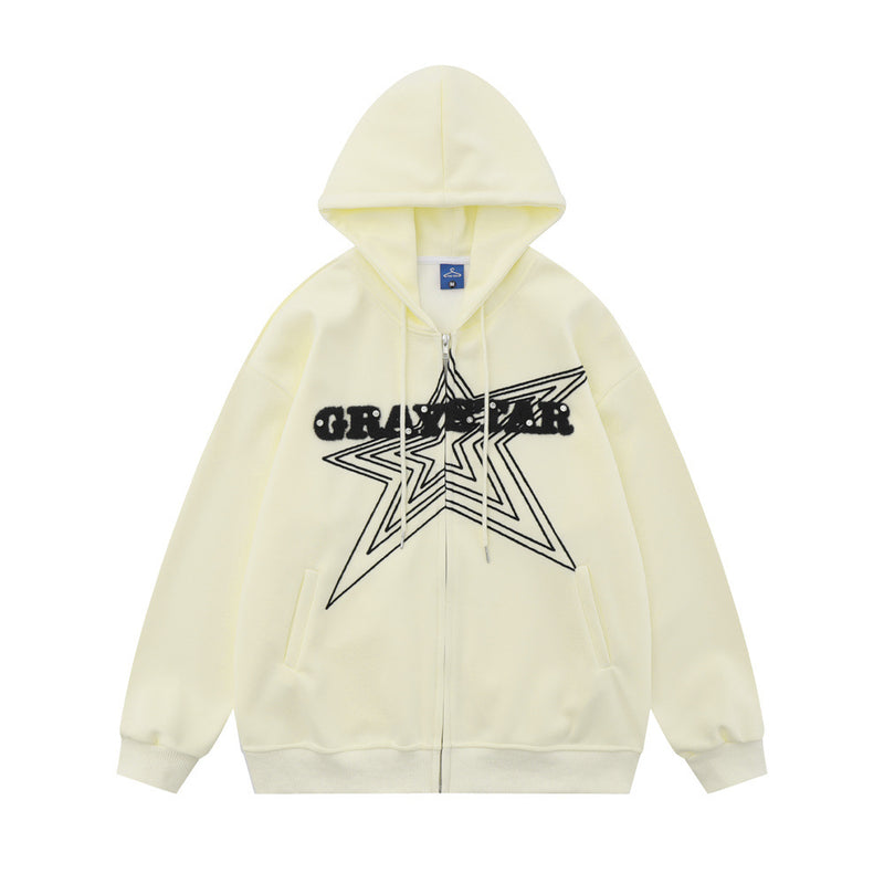Men Hoodie Sweater Jacket Men's Loose Casual Spring and Autumn Hooded Cardigan