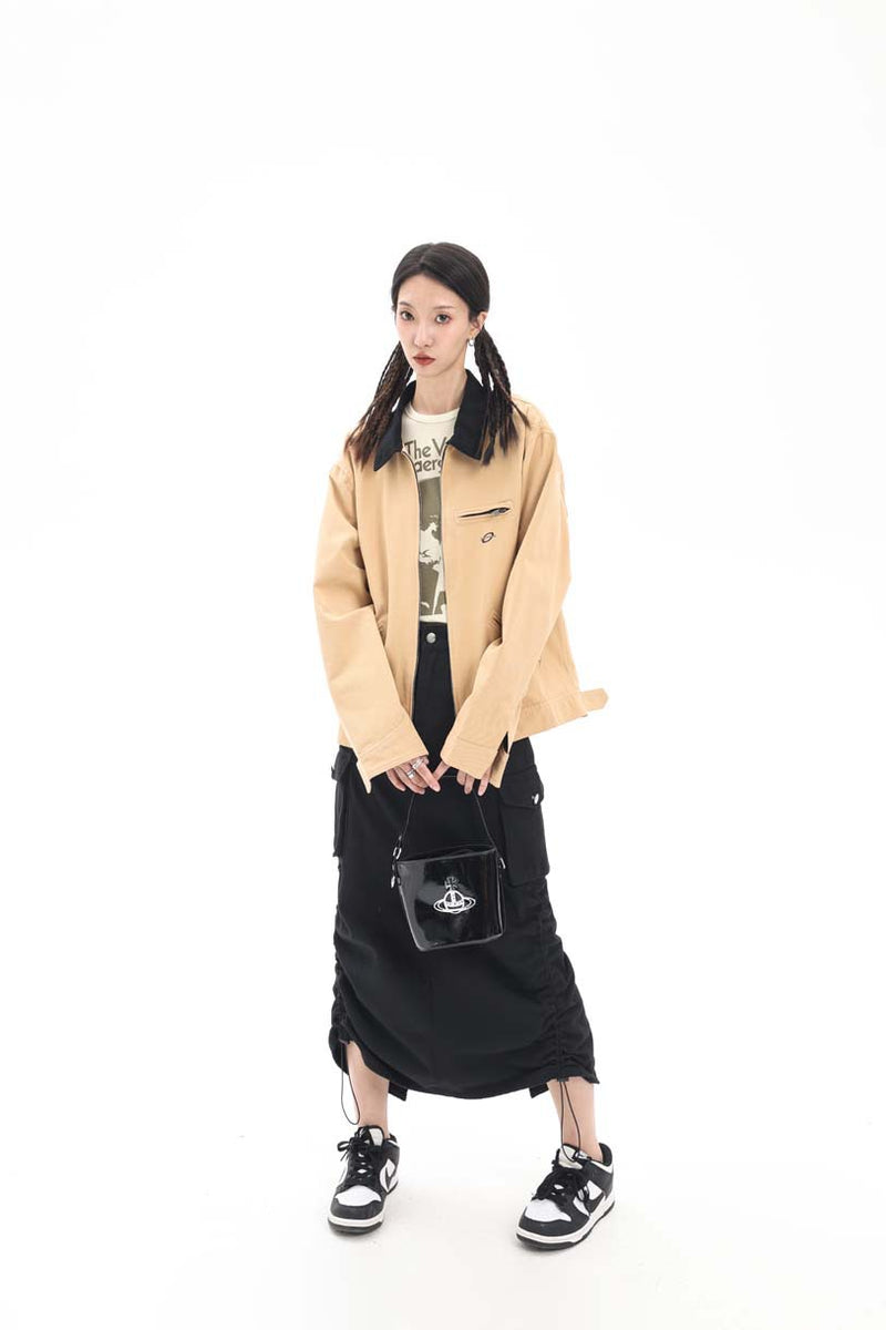 Unisex Jacket Fall Color-Blocking Zip Jacket Women's