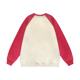 Men Hoodie Burger Bread Color-Block Crew Neck Sweatshirt Loose Pullover Top