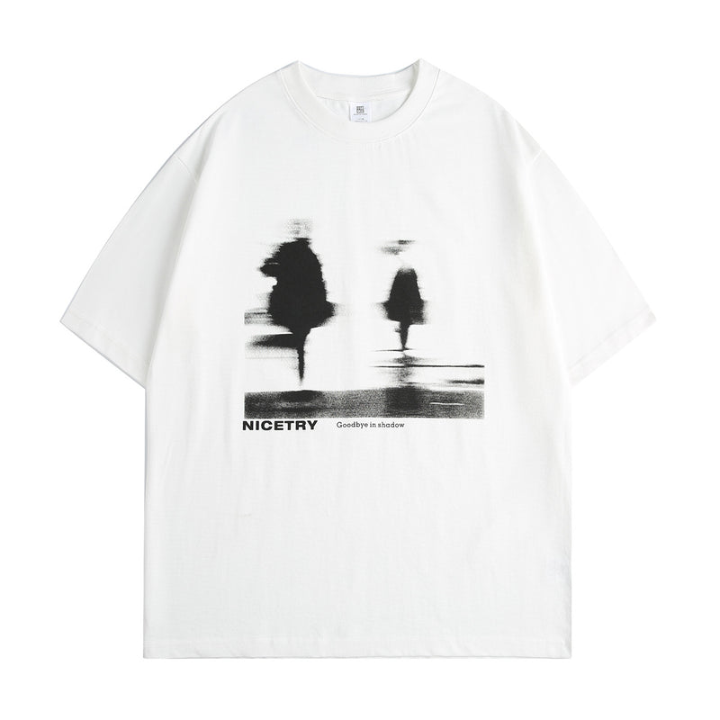 Summer New T-Shirt Black and white tree abstract Printed Mal