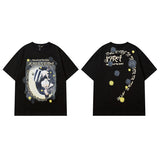 Men T Shirt Cartoon Graffiti Printing Short-Sleeved T-shirt Casual All-Matching Men and Women