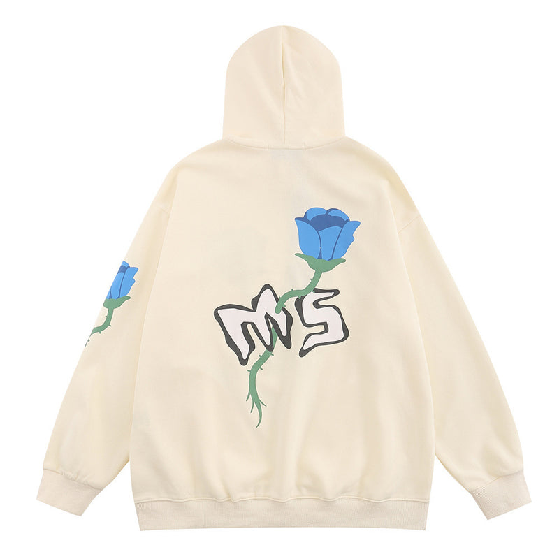 Men Hoodie Printed Pullover Sweatshirt Men Spring and Autumn Leisure Loose-Fitting Hoodie