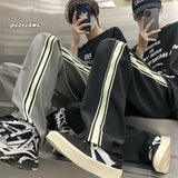 Men Sweatpants Striped Casual Pants Loose Drooping Straight-Leg Pants