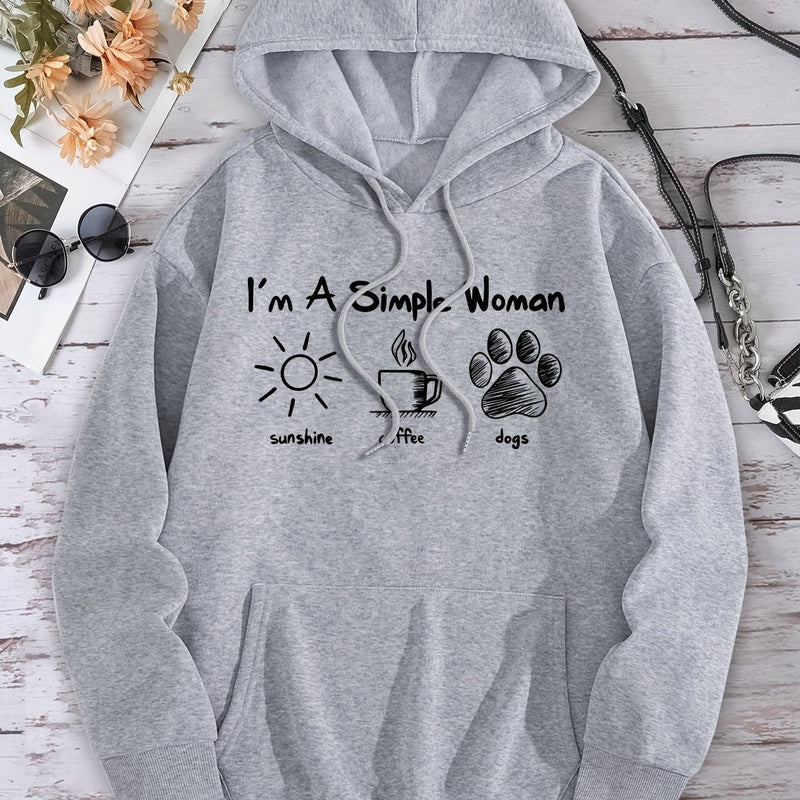 Sunshine Coffee Dogs Print Kangaroo Pocket Hoodie