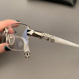CHH Chrome Hearts Glasses Half Frame Square Glasses Frame Literary Retro Business