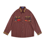 Men Long Sleeved T Shirt Fine Plaid Long Sleeve Shirt Menswear Fashion Brand Loose Casual Polo Collar Outer Shirt