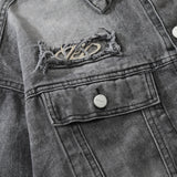 Men Denim Jacket Denim Coat Men's Clothing Spring and Autumn Loose Washed-out Distressed Jacket