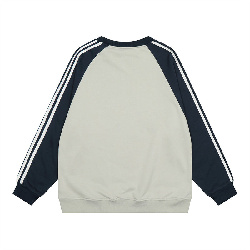 Men Hoodie Spring and Autumn Loose Sports round Neck Sweater Raglan Sleeve Pullover Top