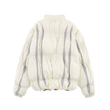 Men Cotton Mixed Jacket Coat Stitching Contrast Color Striped Bread Coat Men's Winter Cotton Dress Loose Zip Coat