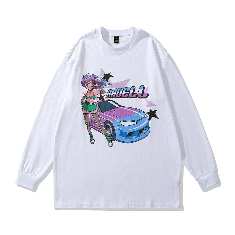 Men Long Sleeve Shirt Spring and Autumn Harajuku Anime Print Hip Hop Long Sleeve T-shirt Men and Women