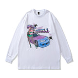 Men Long Sleeve Shirt Retro Design Avatar Print Long Sleeve Hip Hop T-shirt
