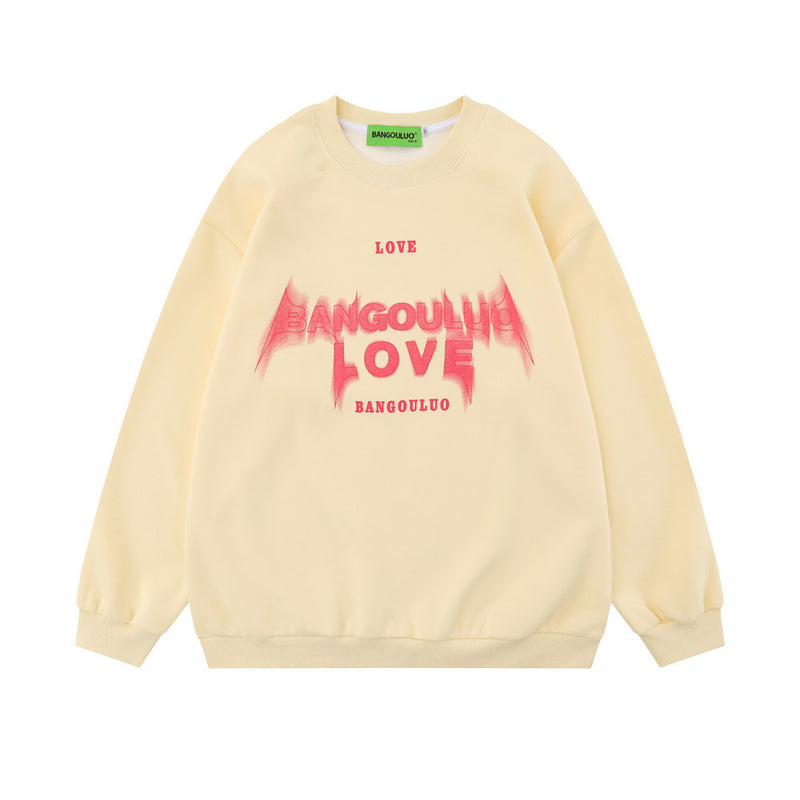 Men Hoodie Print Letter Pullover Sweatshirt Male Loose Casual Long Sleeves